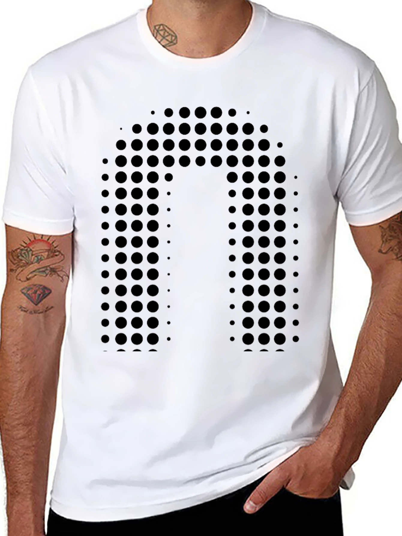 Abstract Polka Dot Design Black T-Shirt