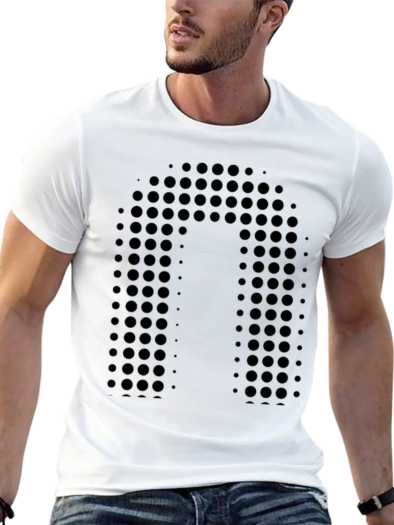 Abstract Polka Dot Design Black T-Shirt