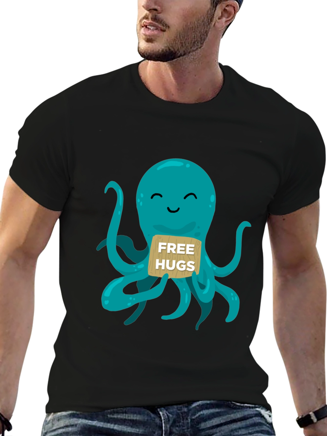 Cute Octopus Free Hugs Graphic T-Shirt