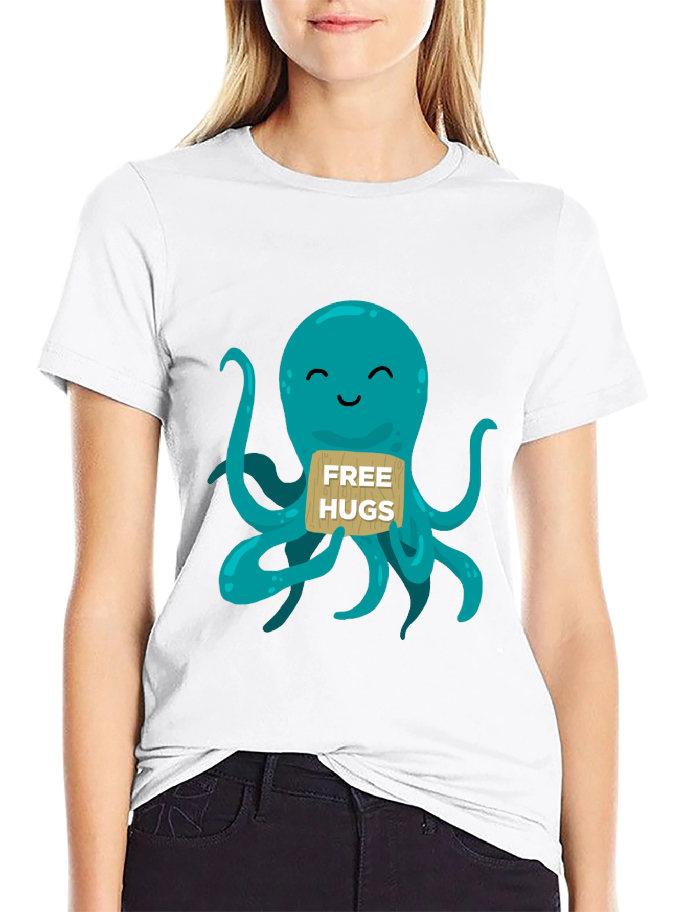 Cute Octopus Free Hugs Graphic T-Shirt