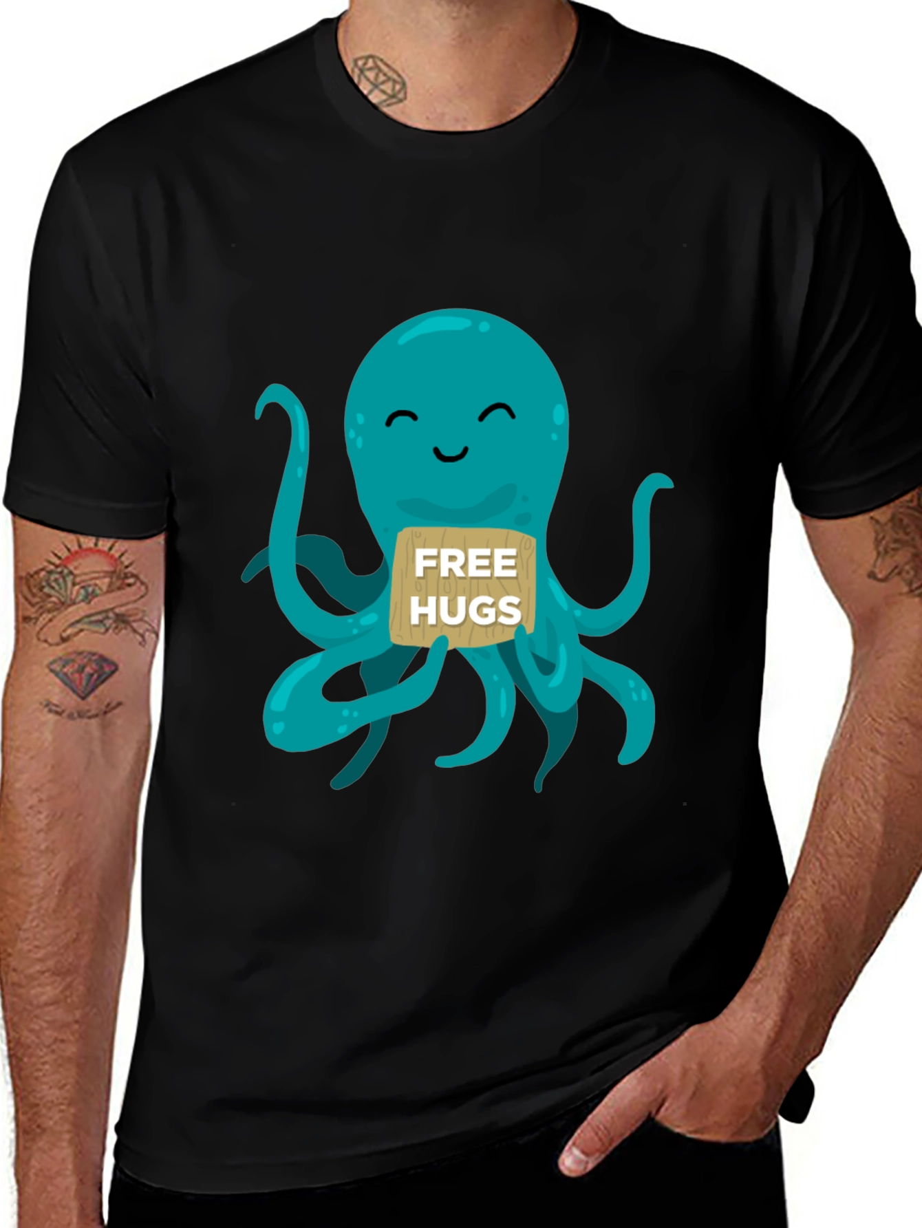 Cute Octopus Free Hugs Graphic T-Shirt