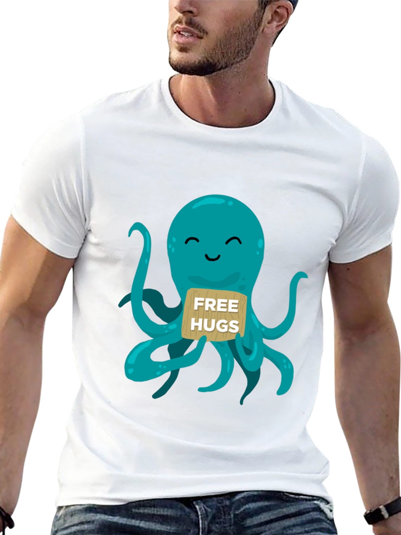 Cute Octopus Free Hugs Graphic T-Shirt