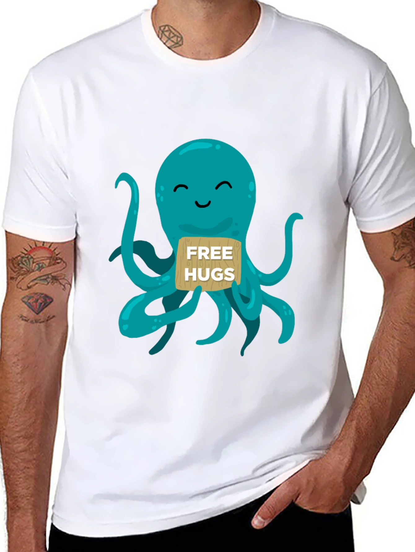 Cute Octopus Free Hugs Graphic T-Shirt