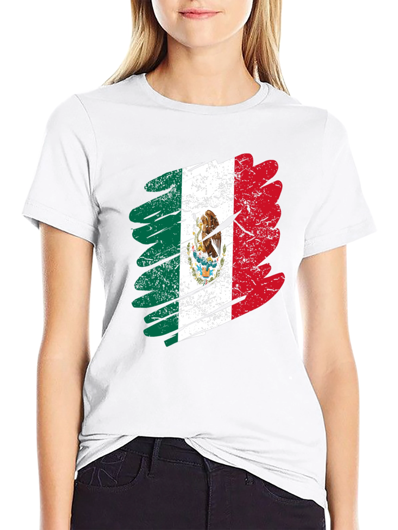 Distressed Mexico Flag Graphic T-Shirt
