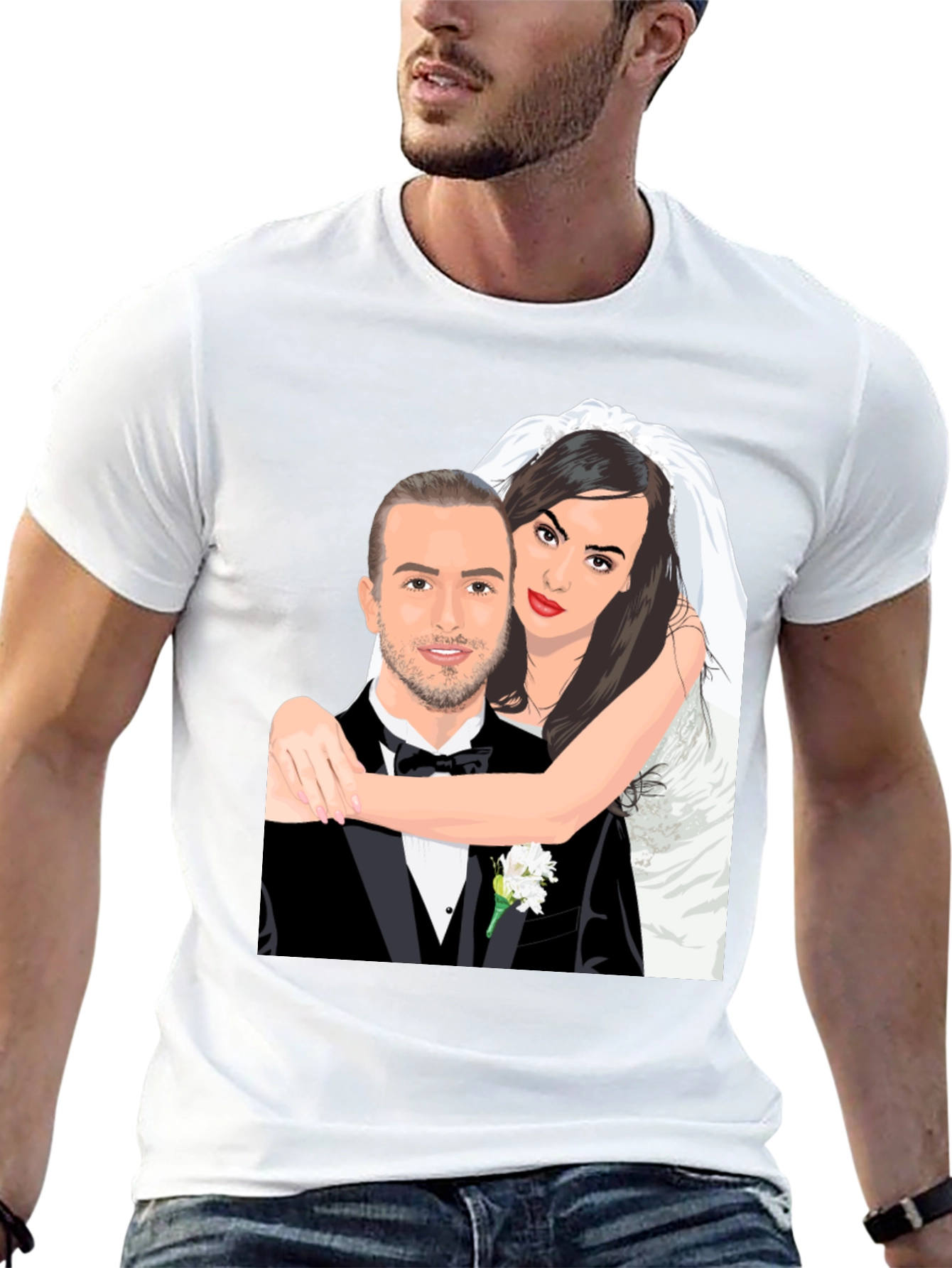 Cartoon Wedding Portrait T-Shirt
