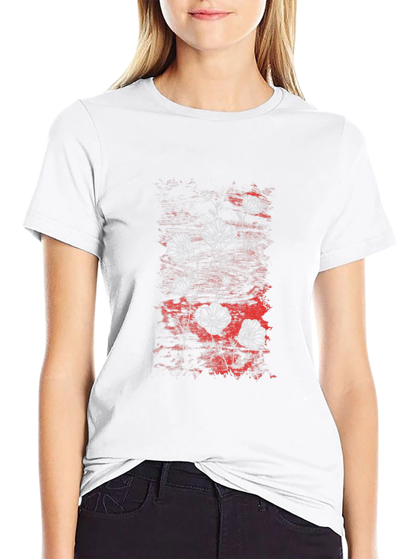 Floral Graphic Print Mens Black T-Shirt