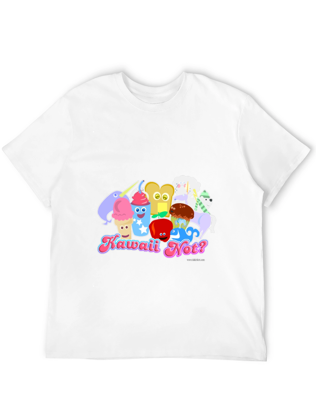 Kawaii Not? Black T-Shirt Cute Food Character Tee