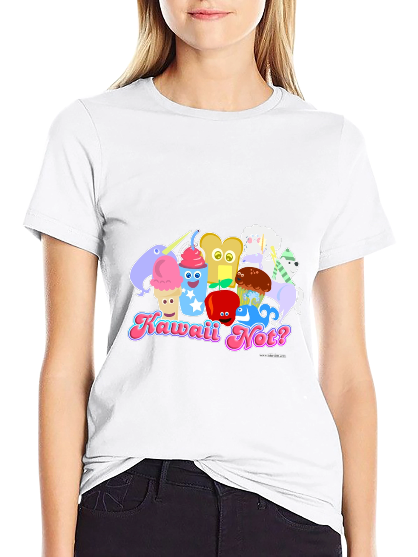 Kawaii Not? Black T-Shirt Cute Food Character Tee