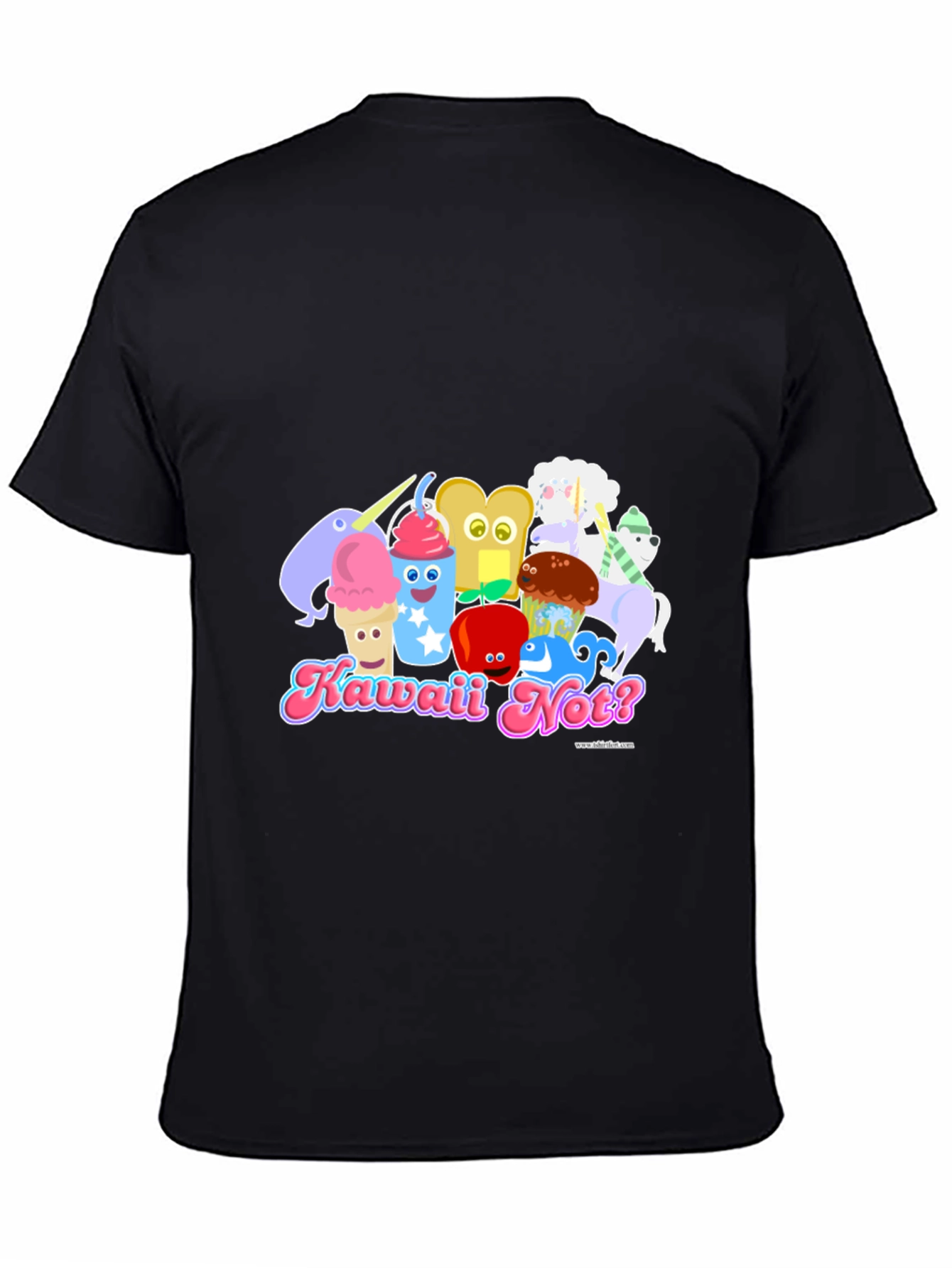 Kawaii Not? Black T-Shirt Cute Food Character Tee