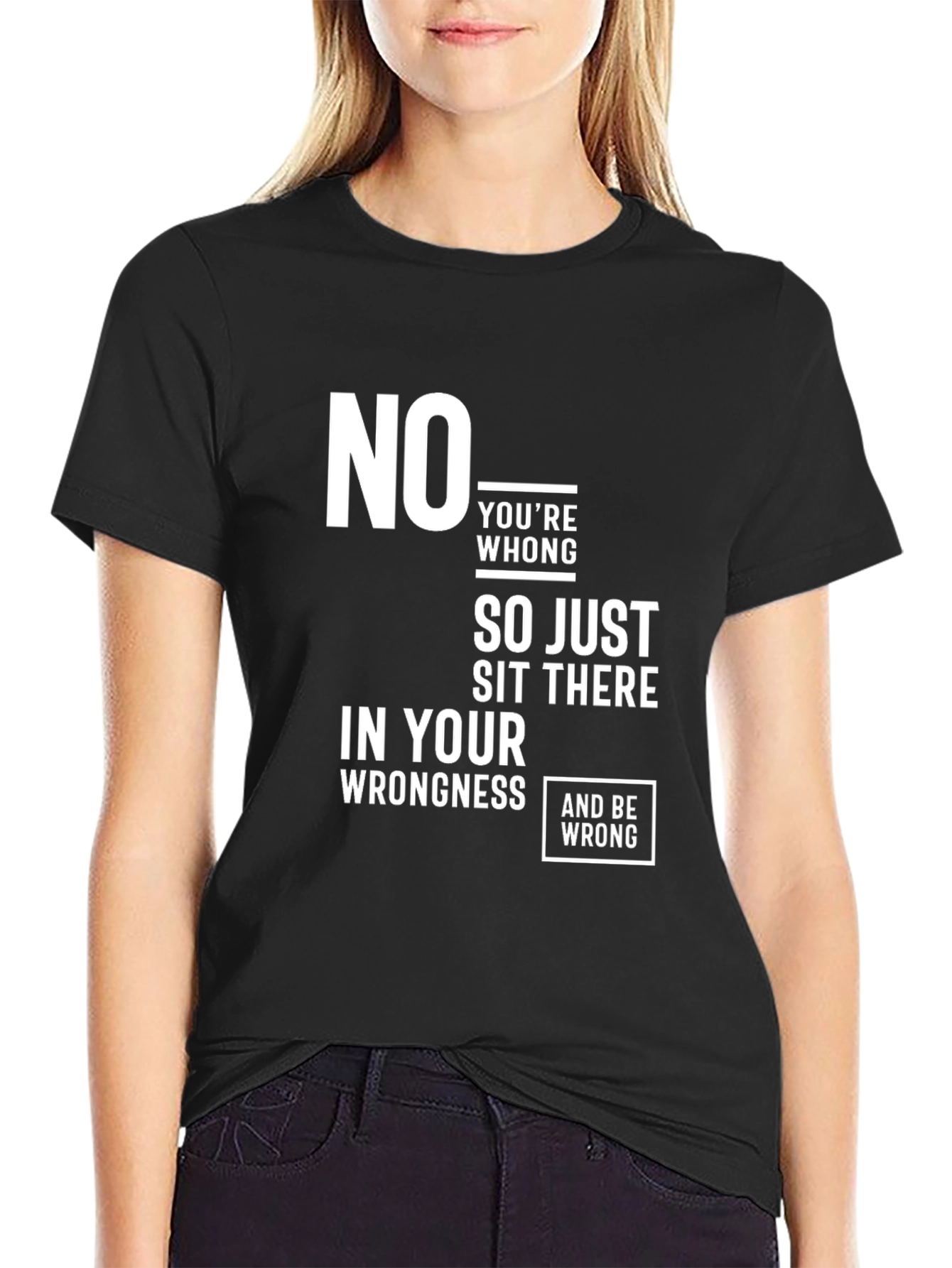 Humorous Wrongness Graphic Tee - Black