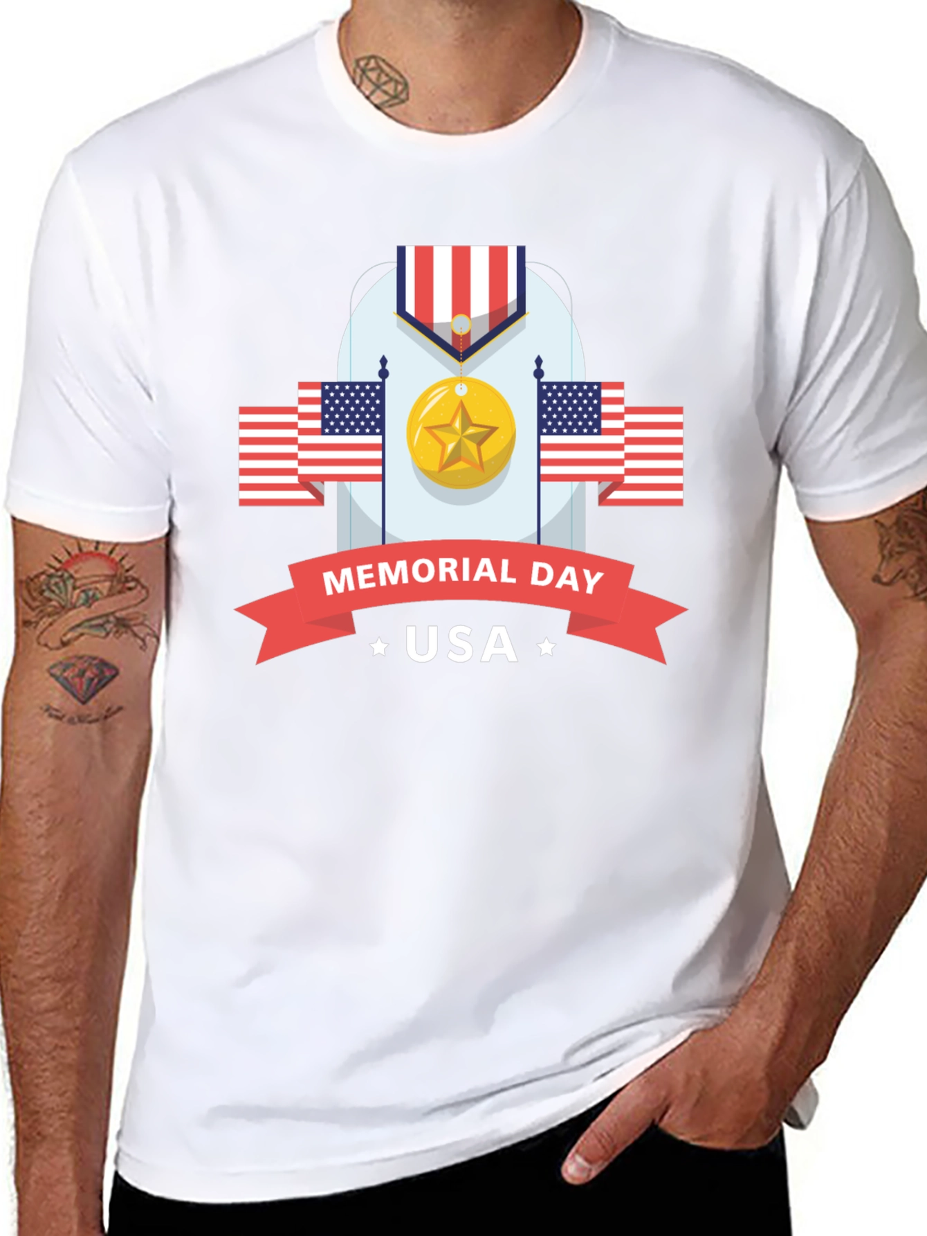 Memorial Day USA Black Graphic T-Shirt