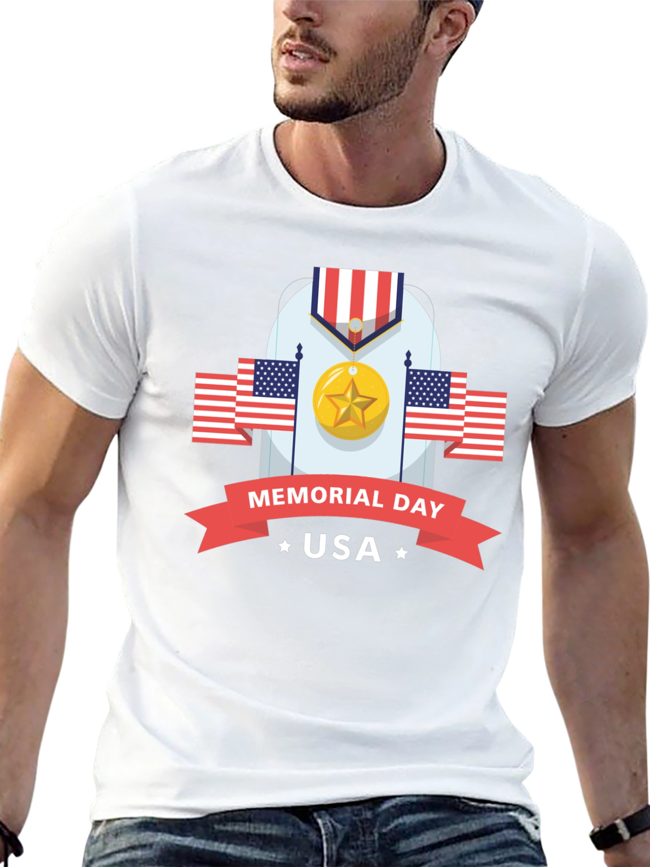 Memorial Day USA Black Graphic T-Shirt