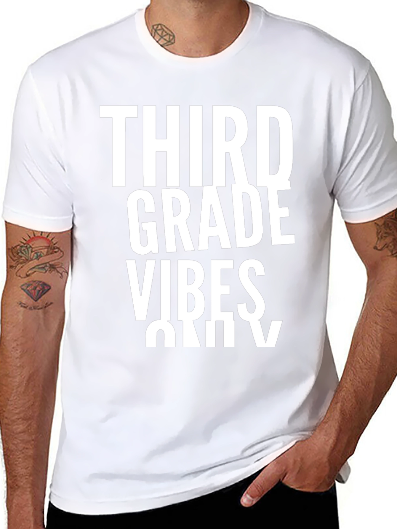 Third Grade Vibes Only Black T-Shirt
