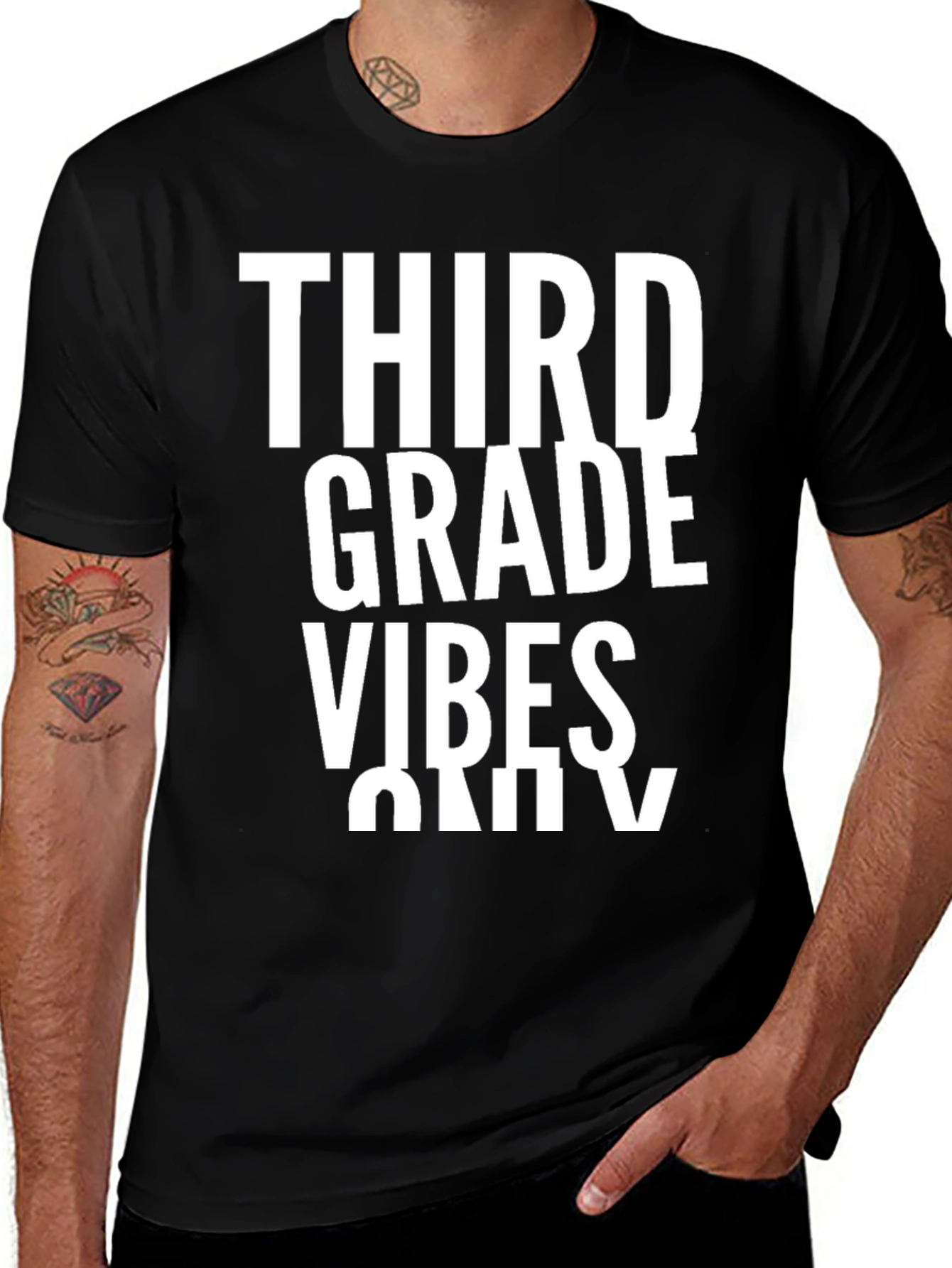 Third Grade Vibes Only Black T-Shirt