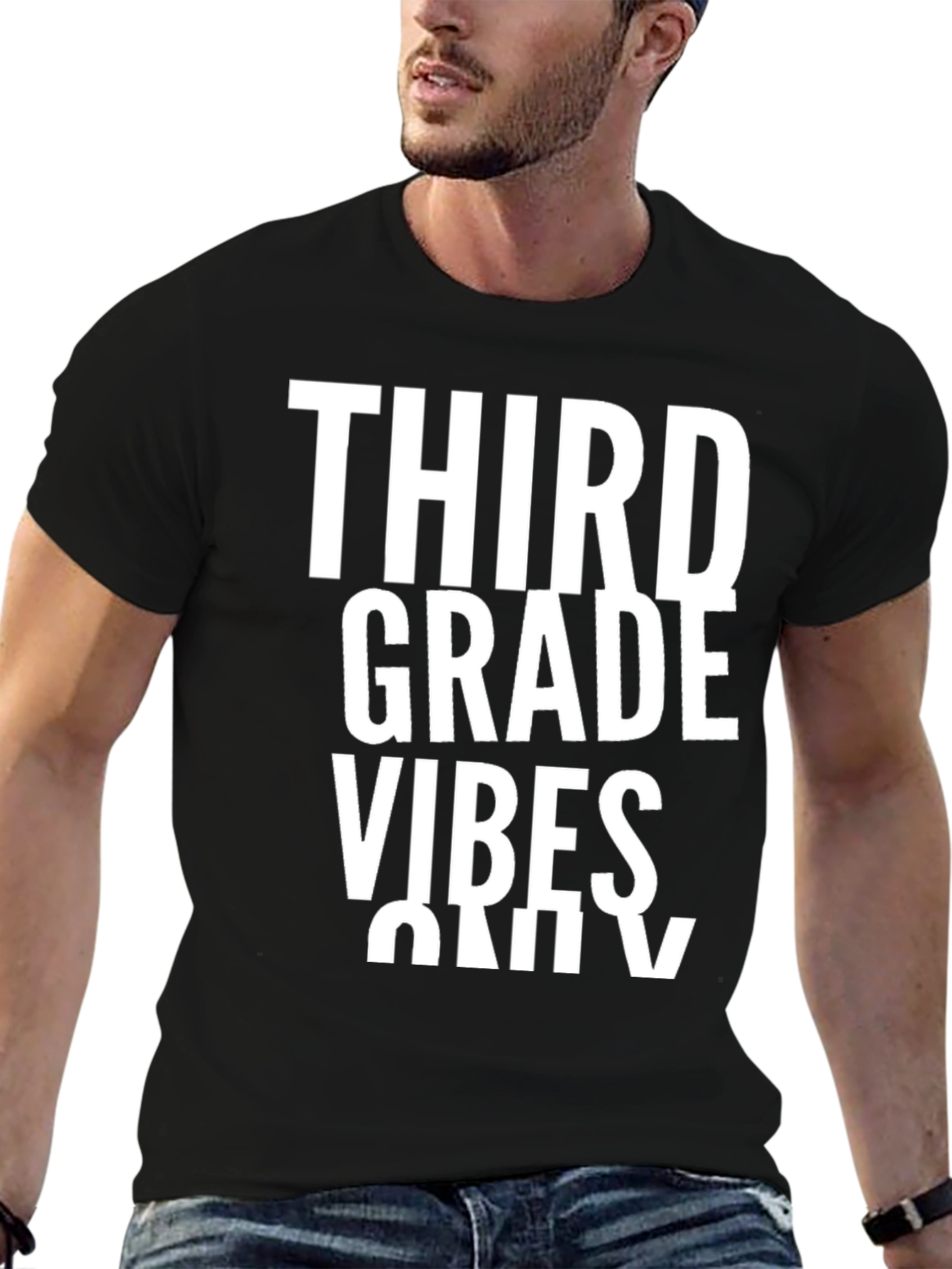 Third Grade Vibes Only Black T-Shirt