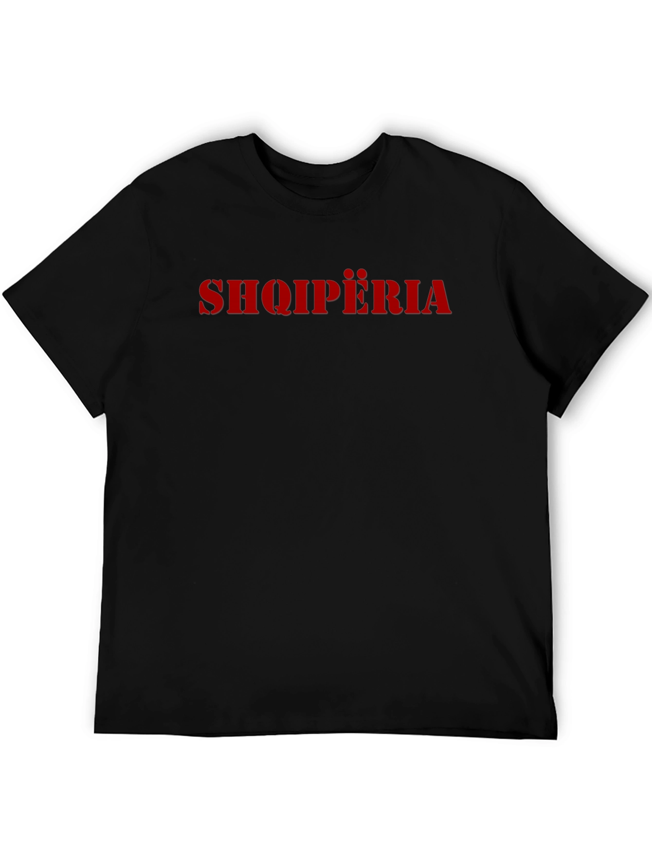 Stylish Albania T-Shirt - Black Crew Neck Tee