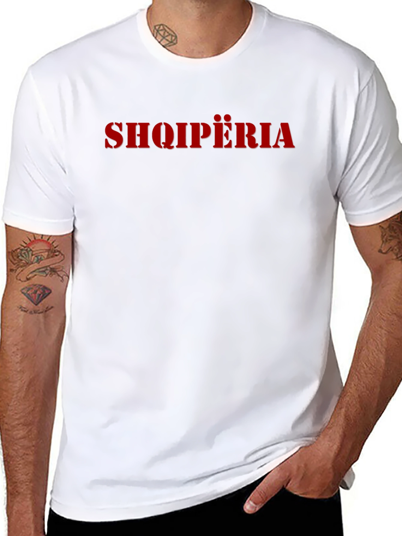 Stylish Albania T-Shirt - Black Crew Neck Tee