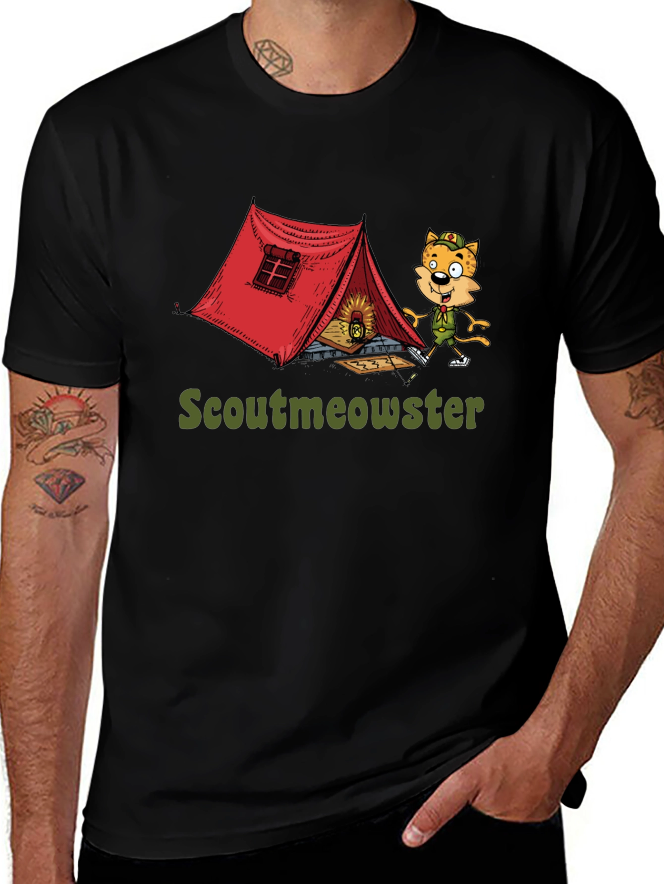 Scoutmeowster Camping Graphic T-Shirt