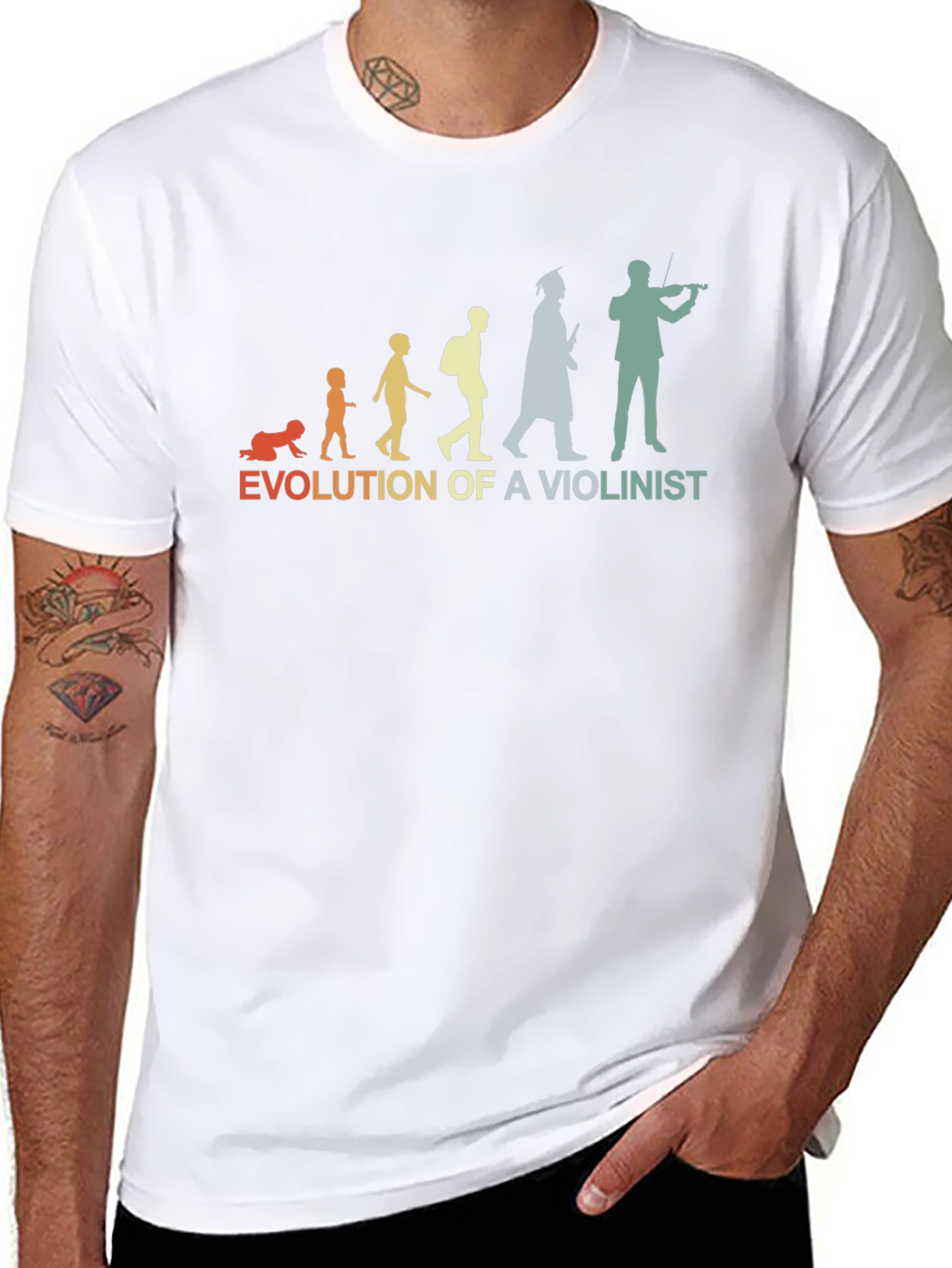Evolution of a Violinist Black T-Shirt