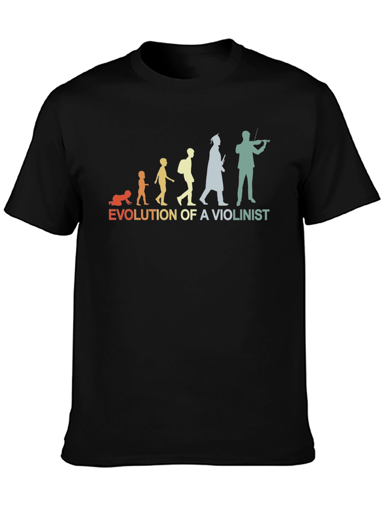 Evolution of a Violinist Black T-Shirt
