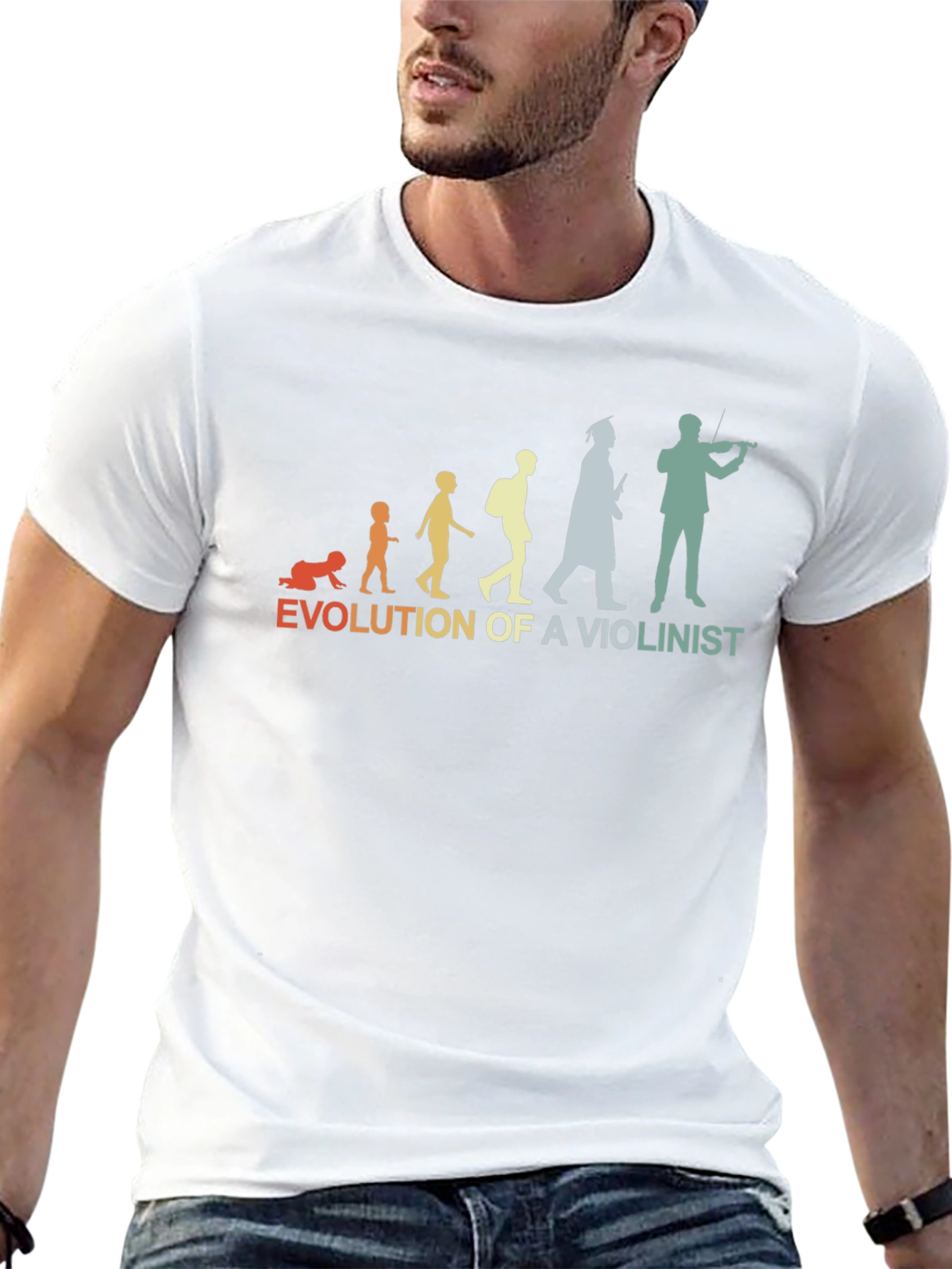 Evolution of a Violinist Black T-Shirt