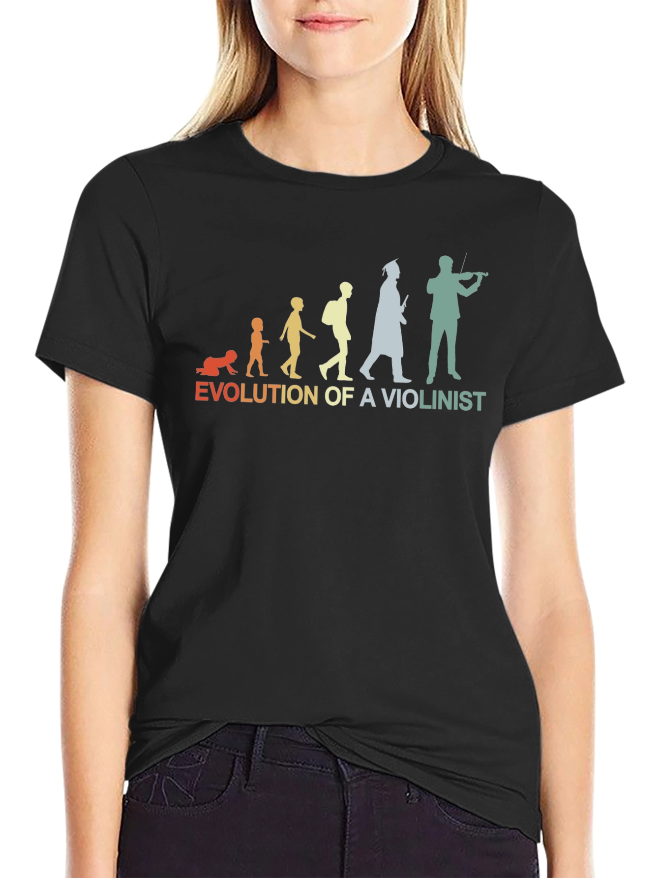 Evolution of a Violinist Black T-Shirt