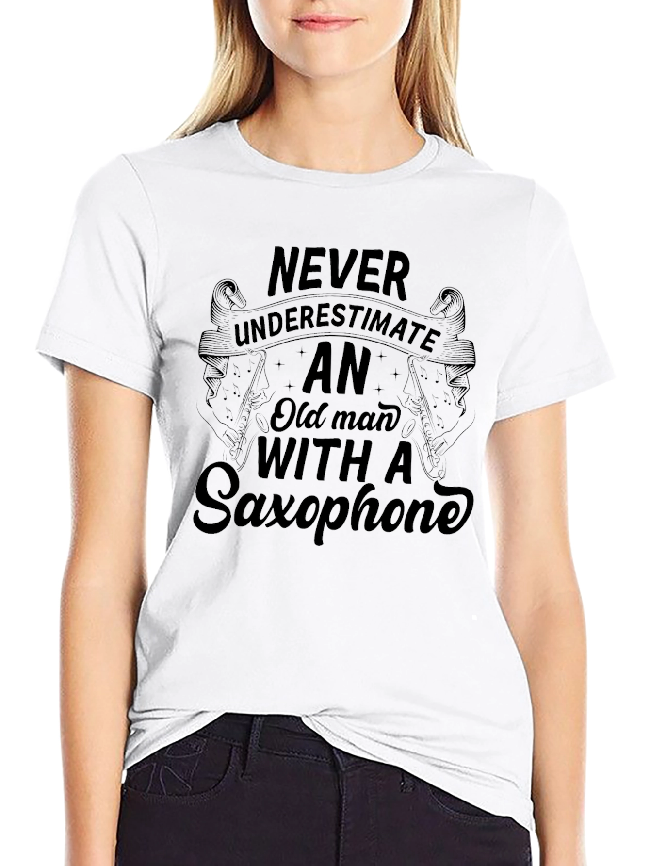 Saxophone Old Man Graphic Tee - Music Lover Gift
