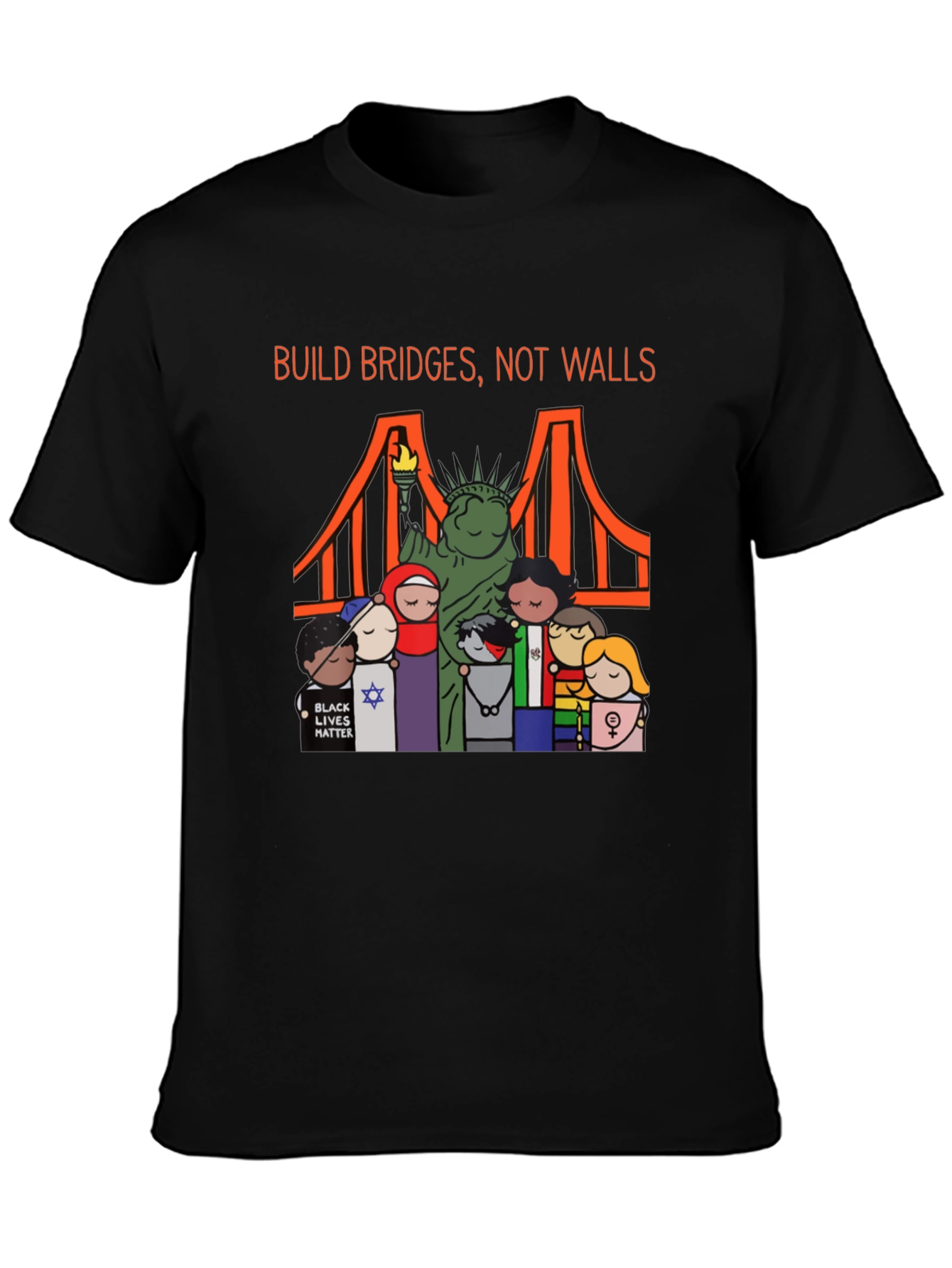 Build Bridges Not Walls Diversity Graphic Tee