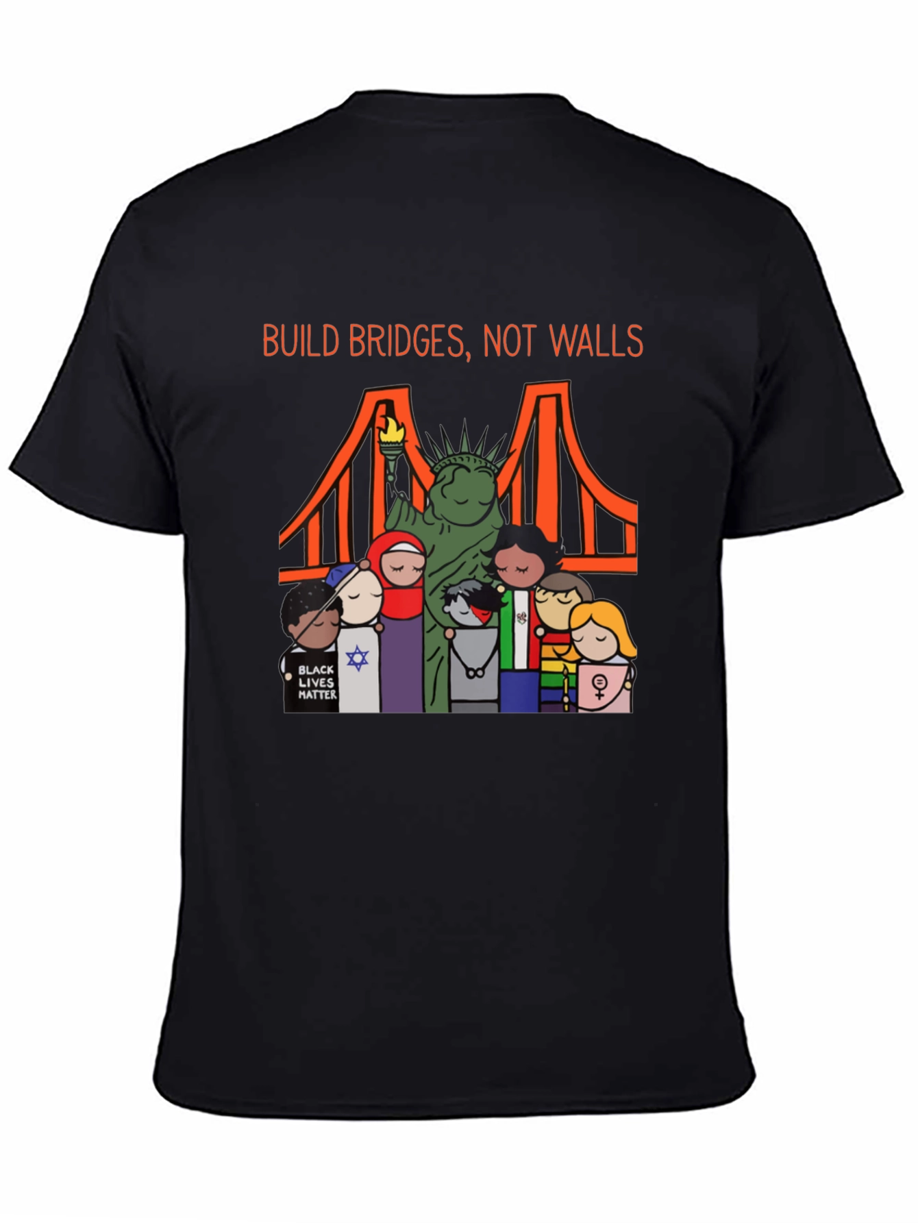 Build Bridges Not Walls Diversity Graphic Tee