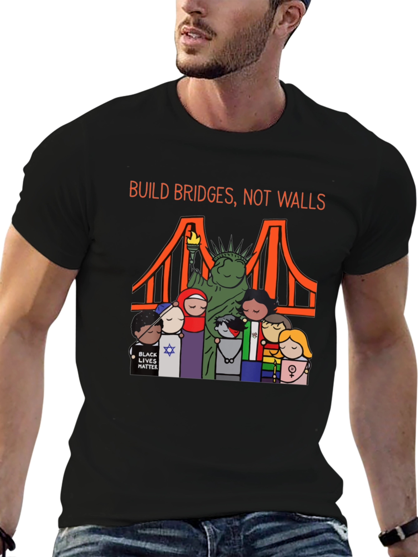 Build Bridges Not Walls Diversity Graphic Tee