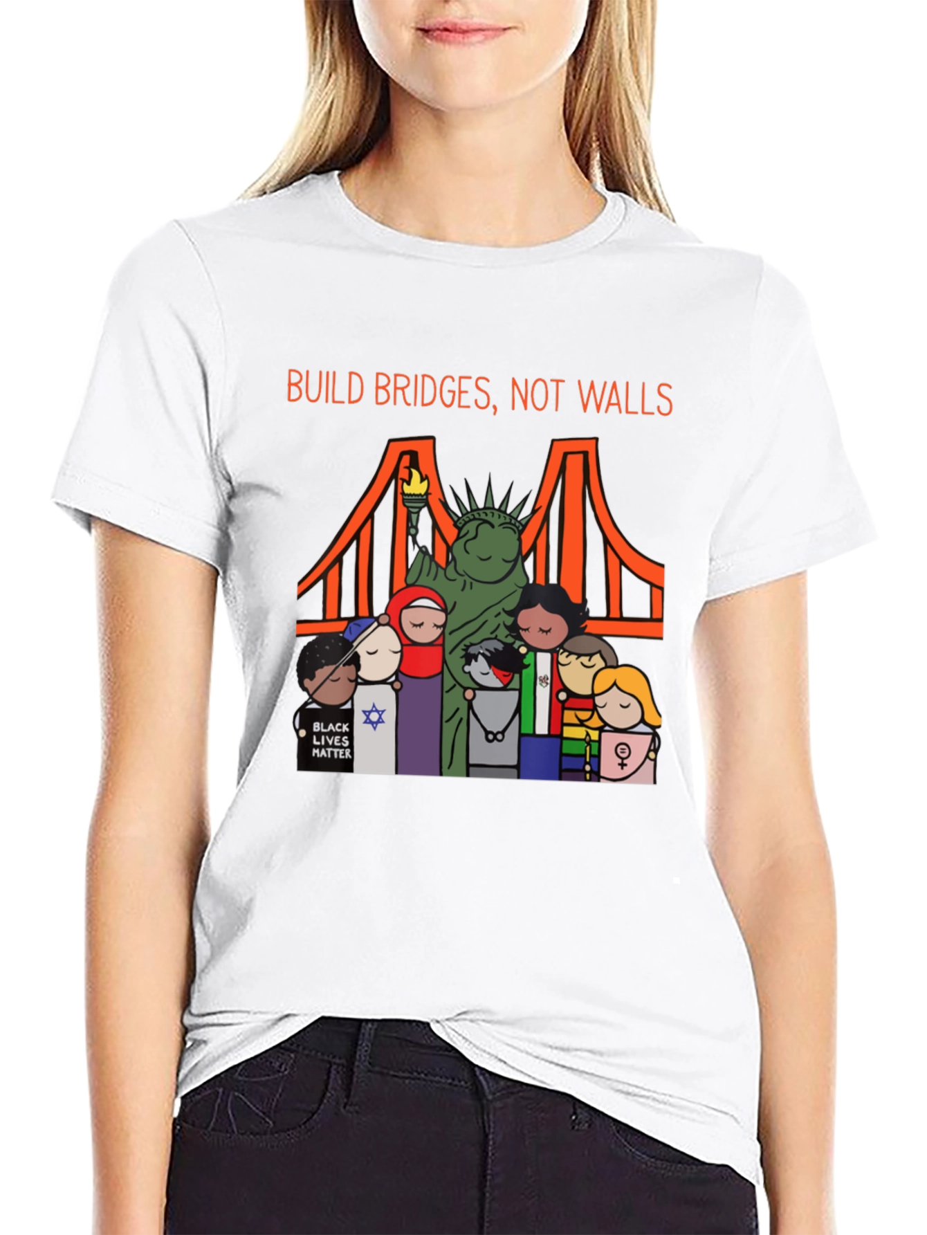 Build Bridges Not Walls Diversity Graphic Tee