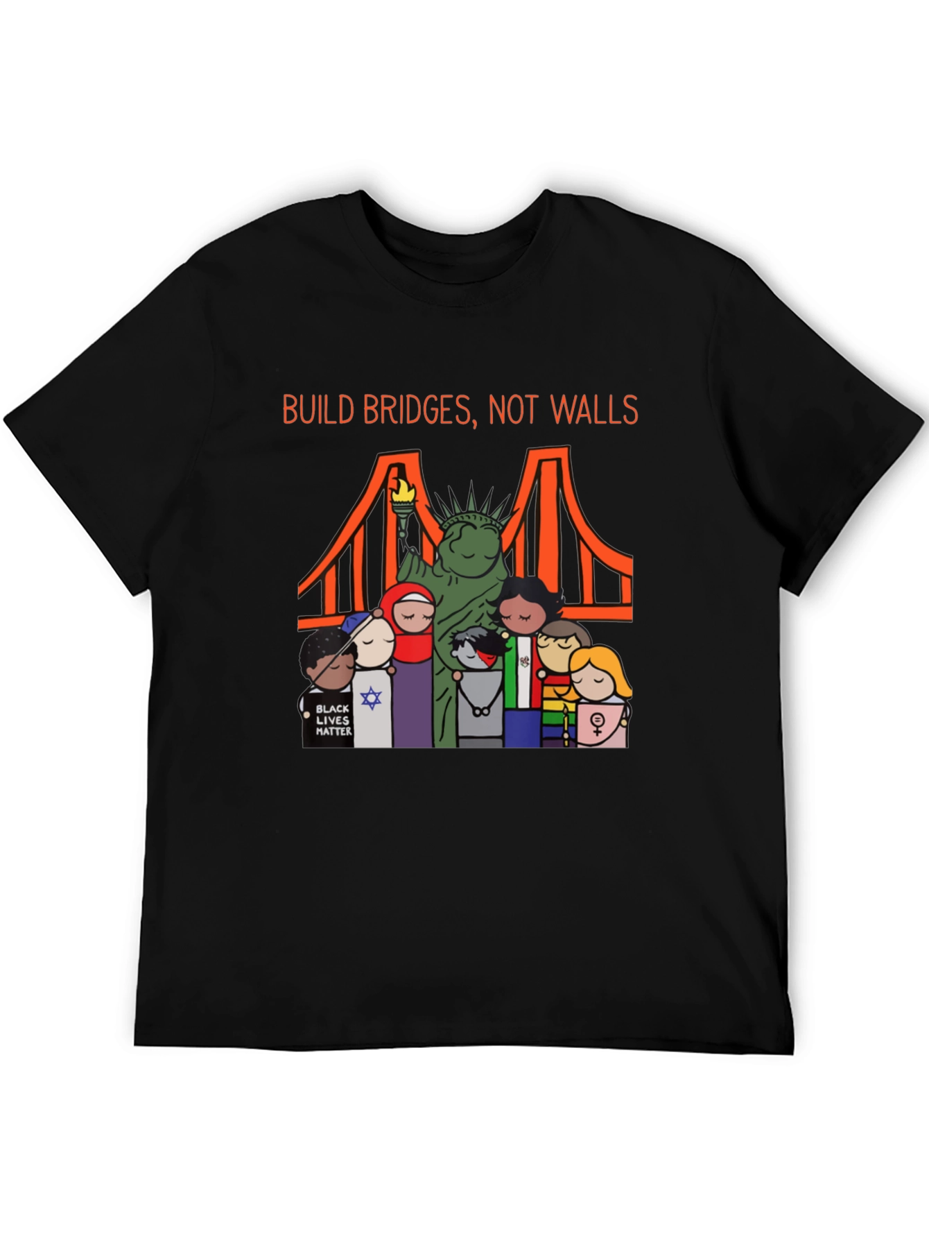 Build Bridges Not Walls Diversity Graphic Tee