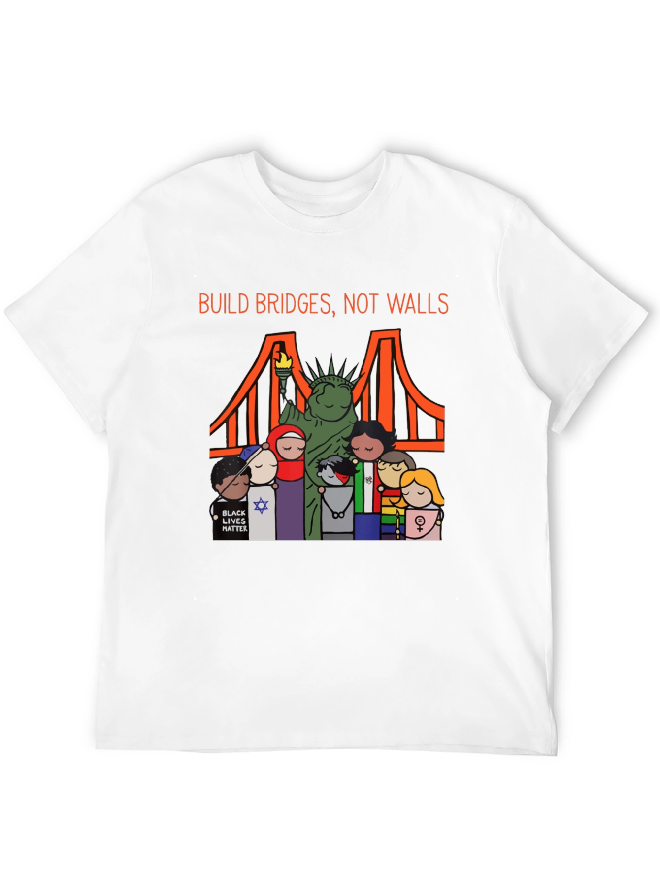 Build Bridges Not Walls Diversity Graphic Tee