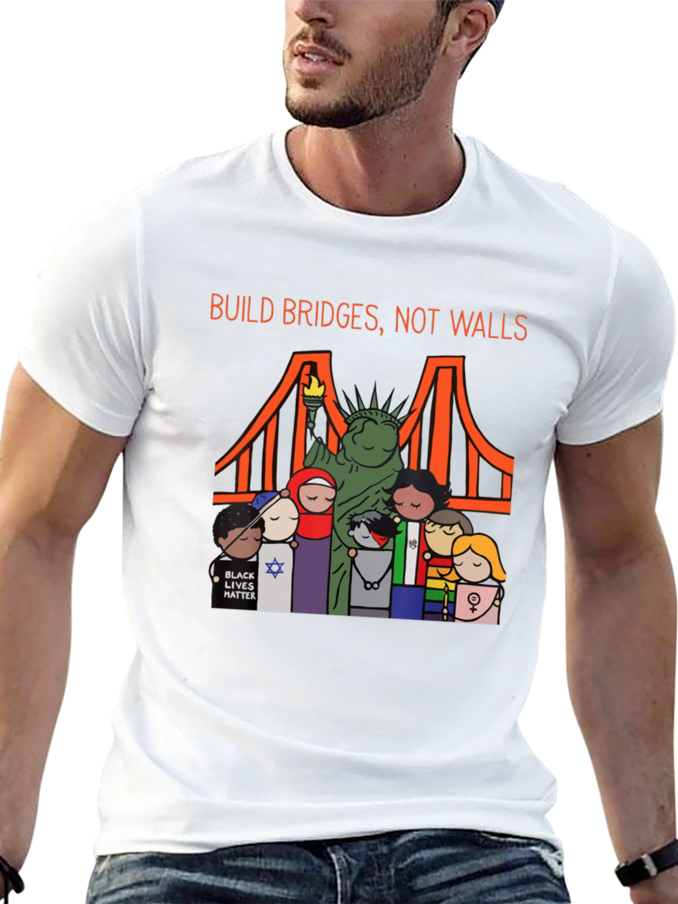Build Bridges Not Walls Diversity Graphic Tee
