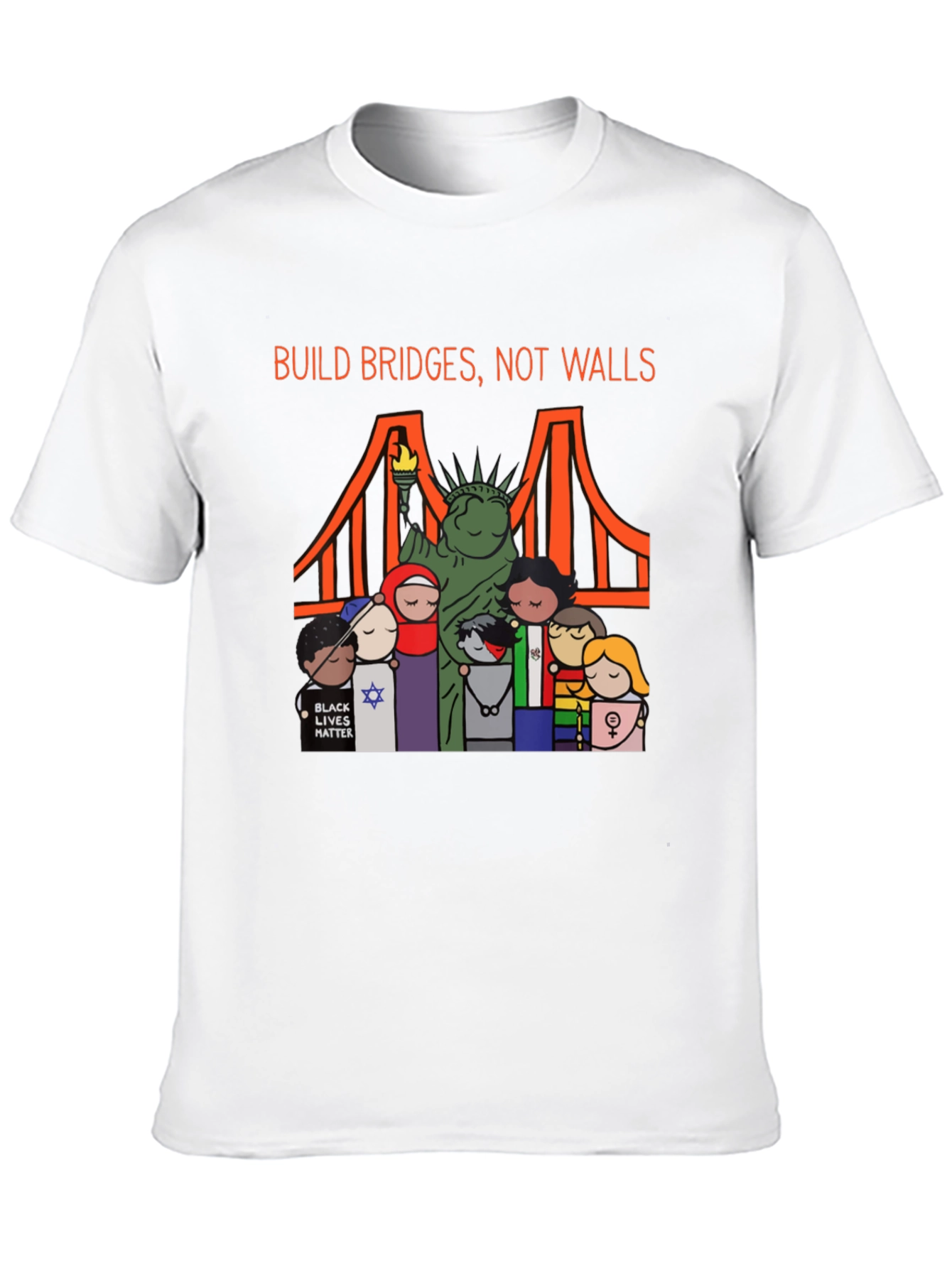 Build Bridges Not Walls Diversity Graphic Tee