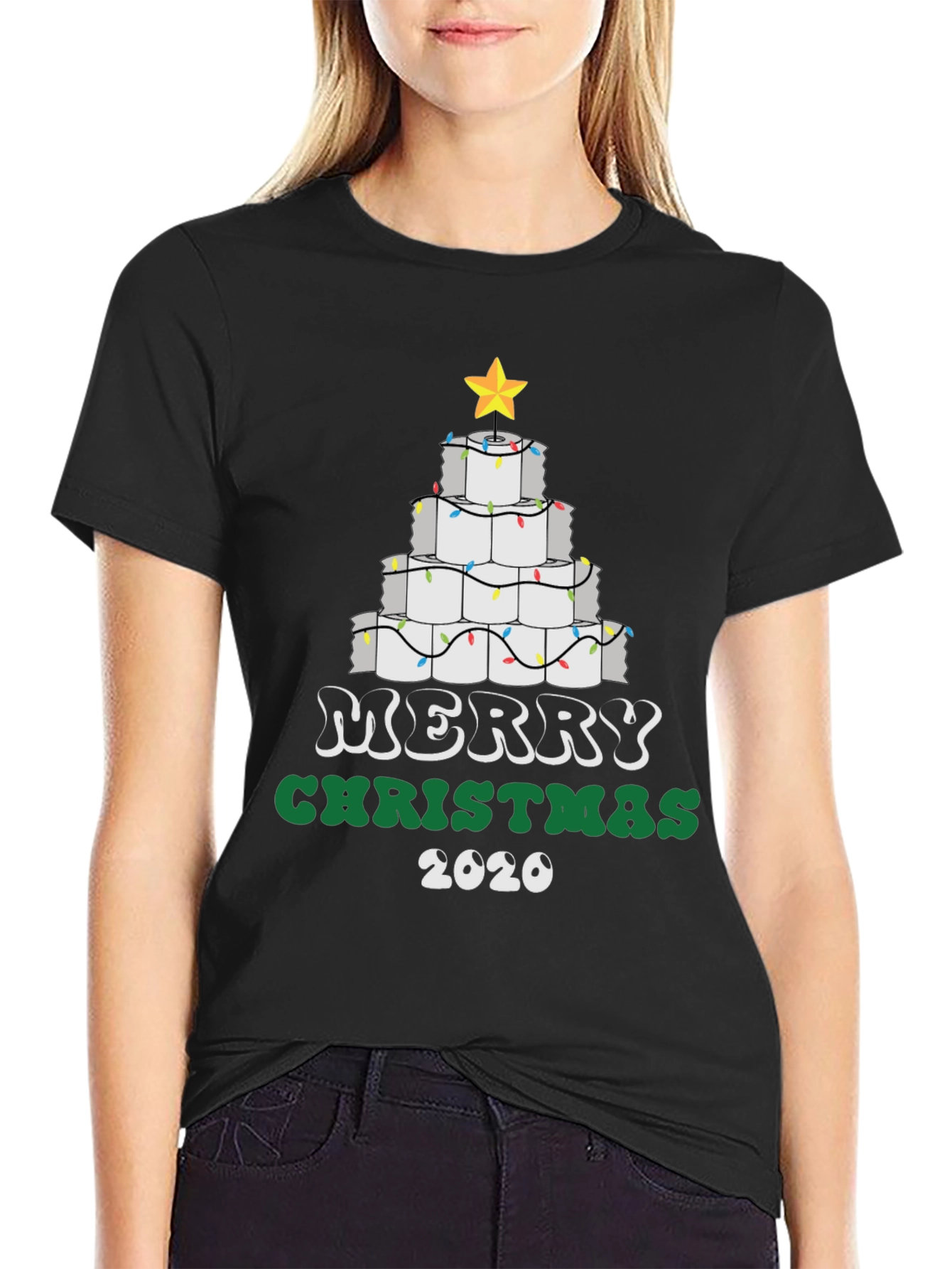 Funny Christmas 2020 Toilet Paper Tree Graphic Tee