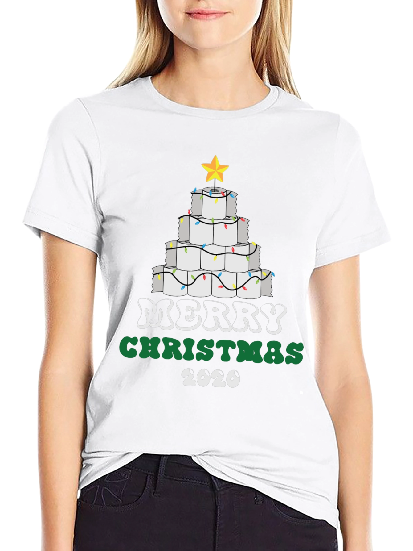 Funny Christmas 2020 Toilet Paper Tree Graphic Tee