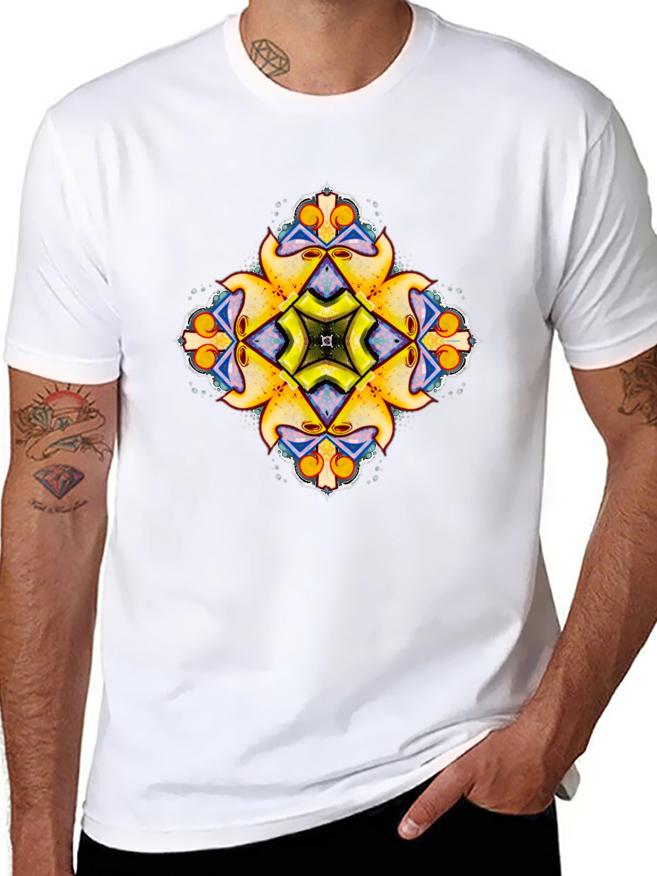 Kaleidoscope Graphic Print Black T-Shirt
