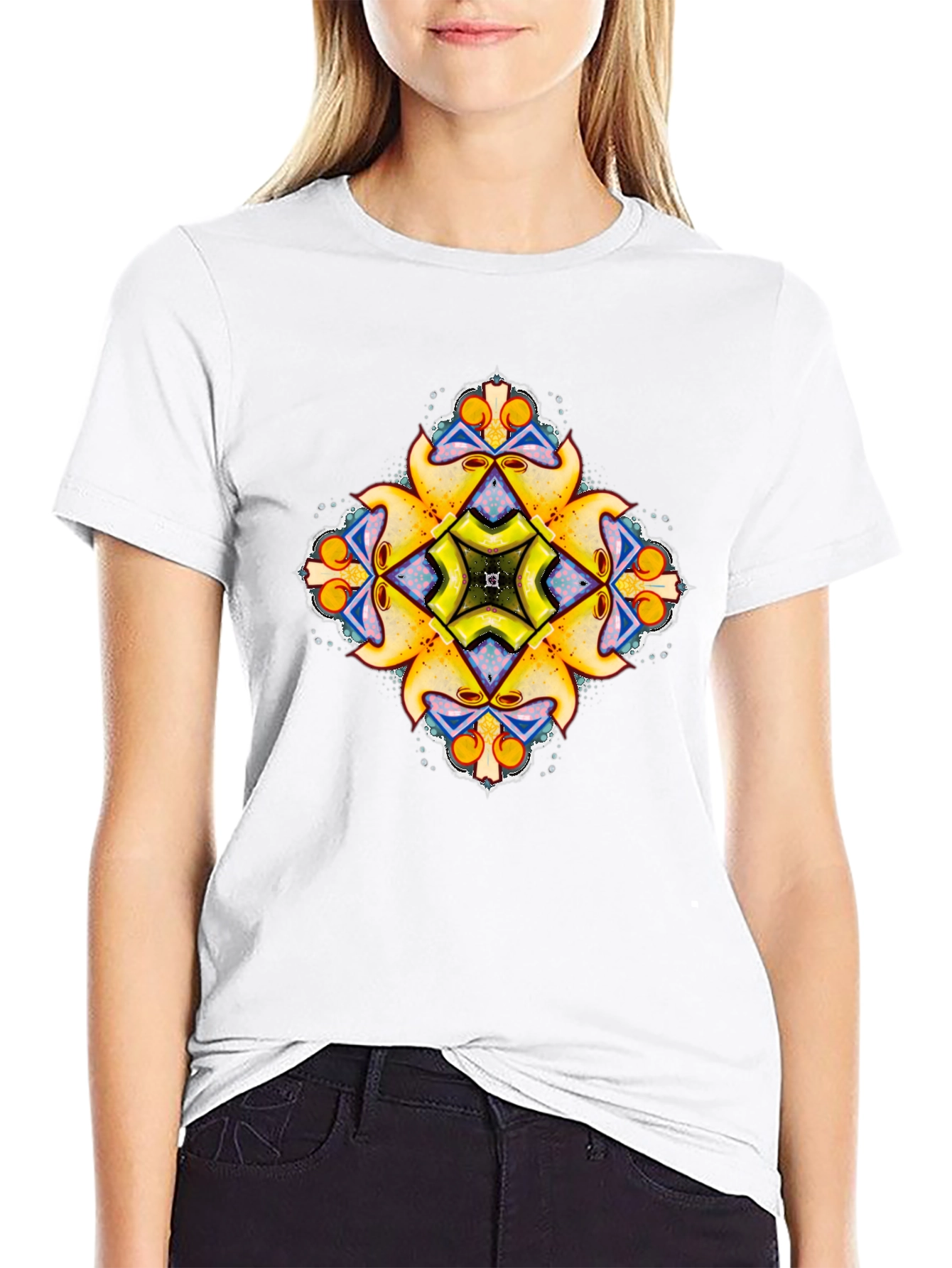 Kaleidoscope Graphic Print Black T-Shirt