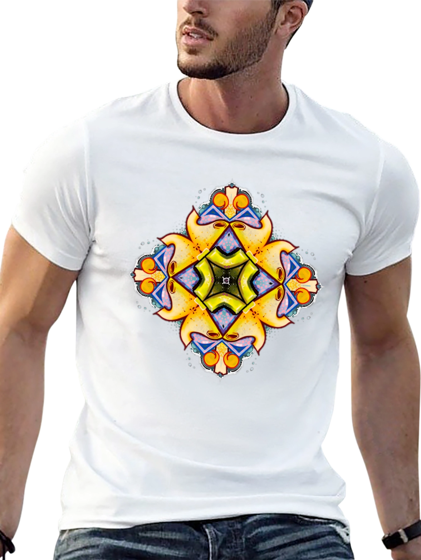 Kaleidoscope Graphic Print Black T-Shirt