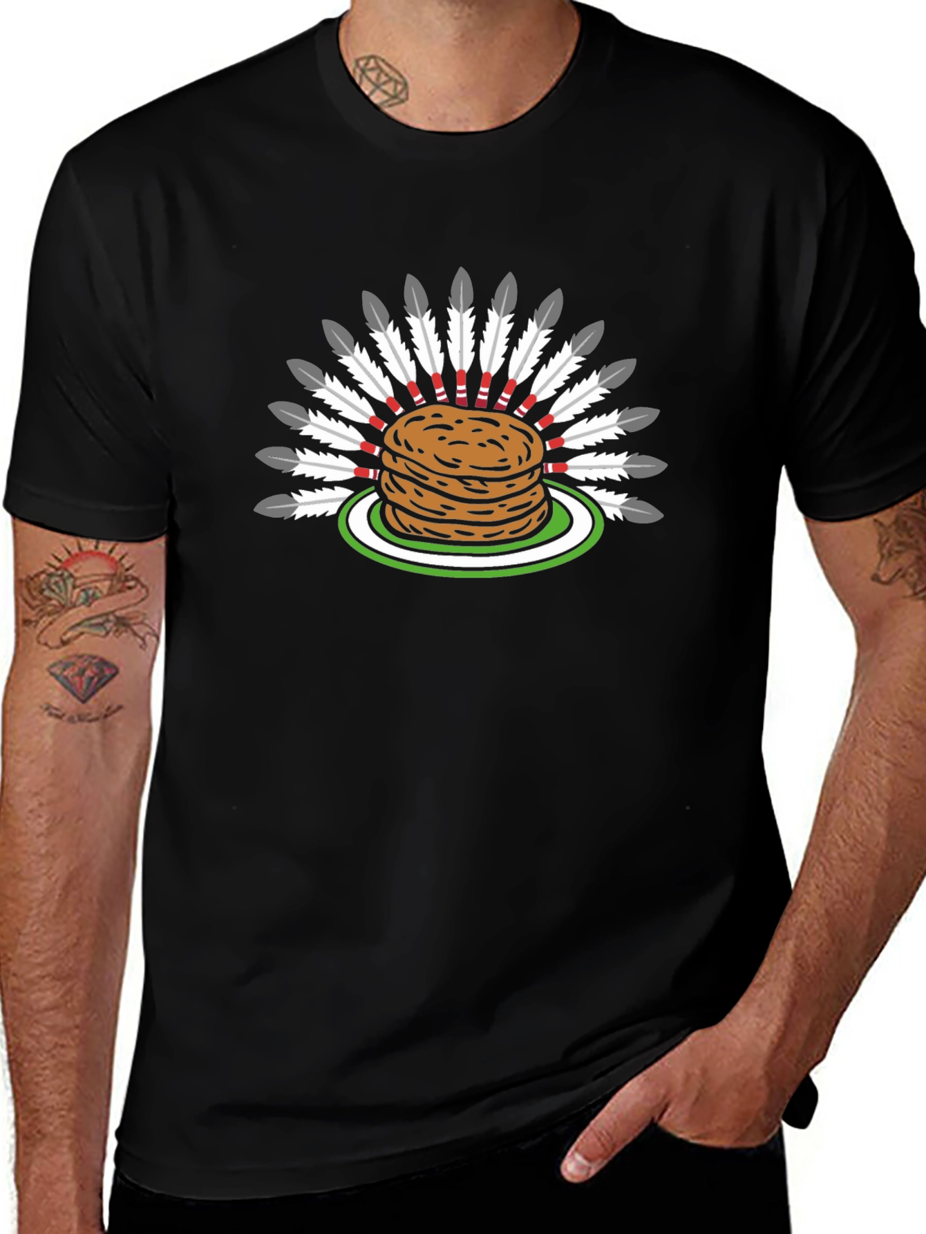 Pancake Headdress Funny Graphic T-Shirt