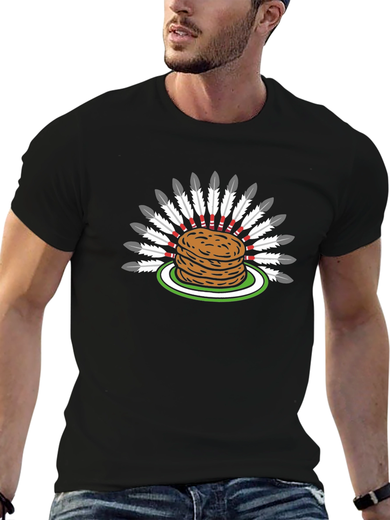 Pancake Headdress Funny Graphic T-Shirt