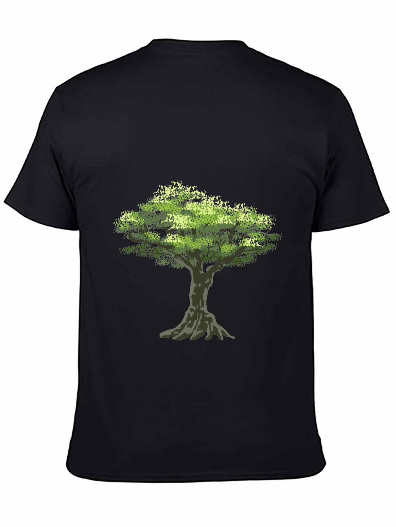 Nature Tree Graphic Black Cotton T-Shirt