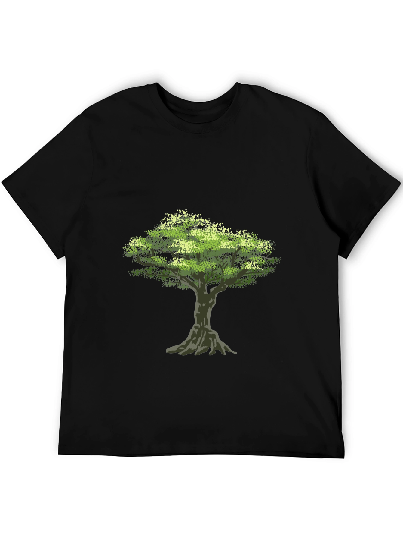 Nature Tree Graphic Black Cotton T-Shirt