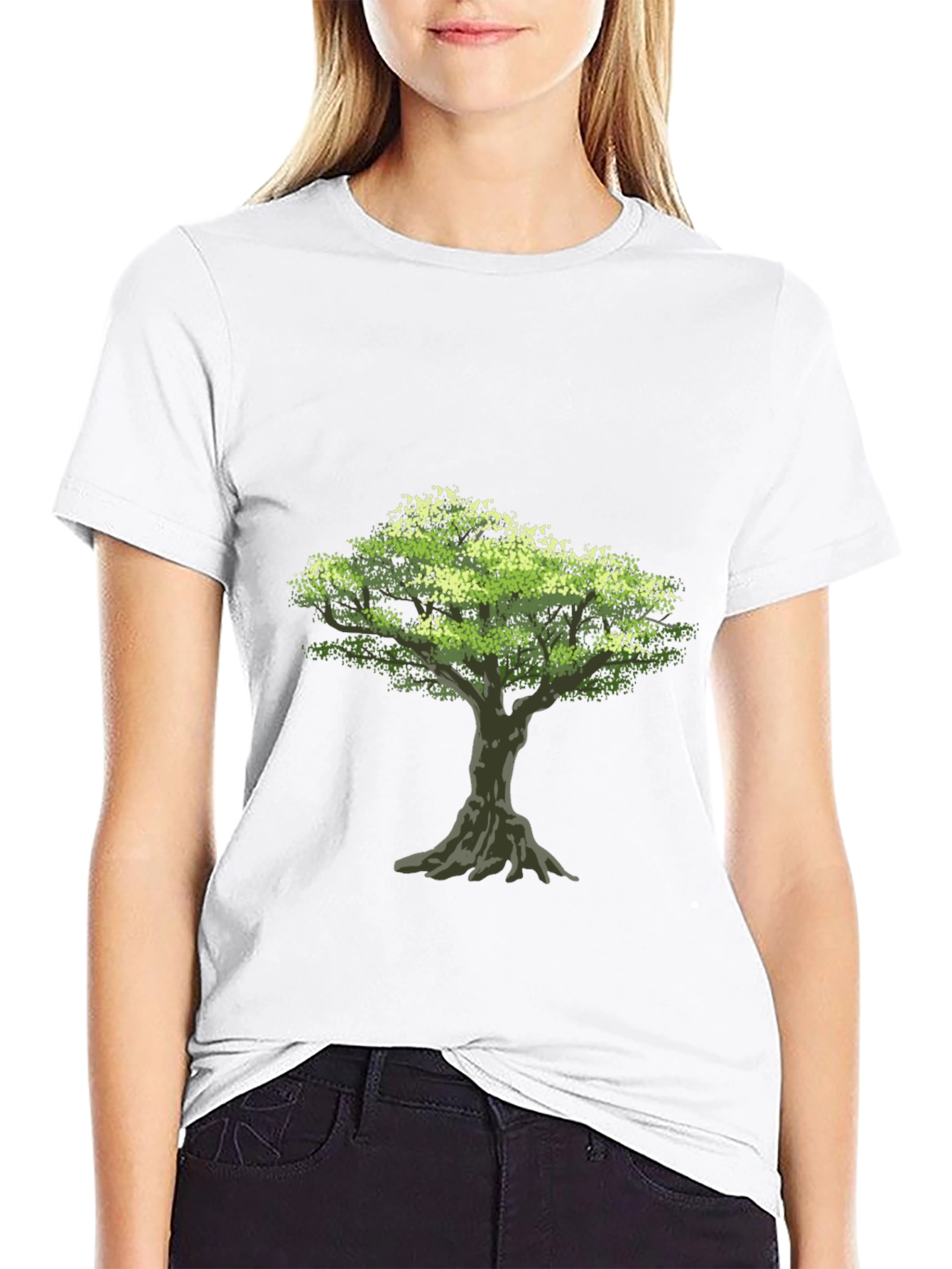 Nature Tree Graphic Black Cotton T-Shirt
