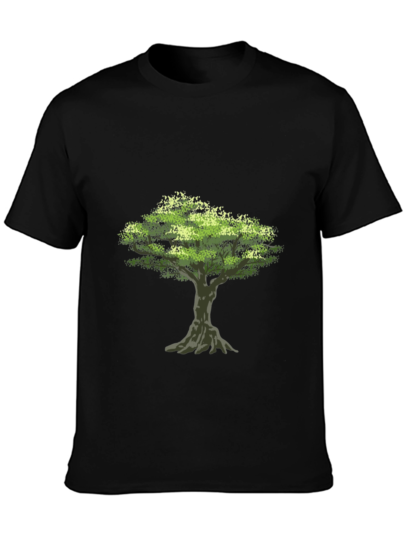 Nature Tree Graphic Black Cotton T-Shirt