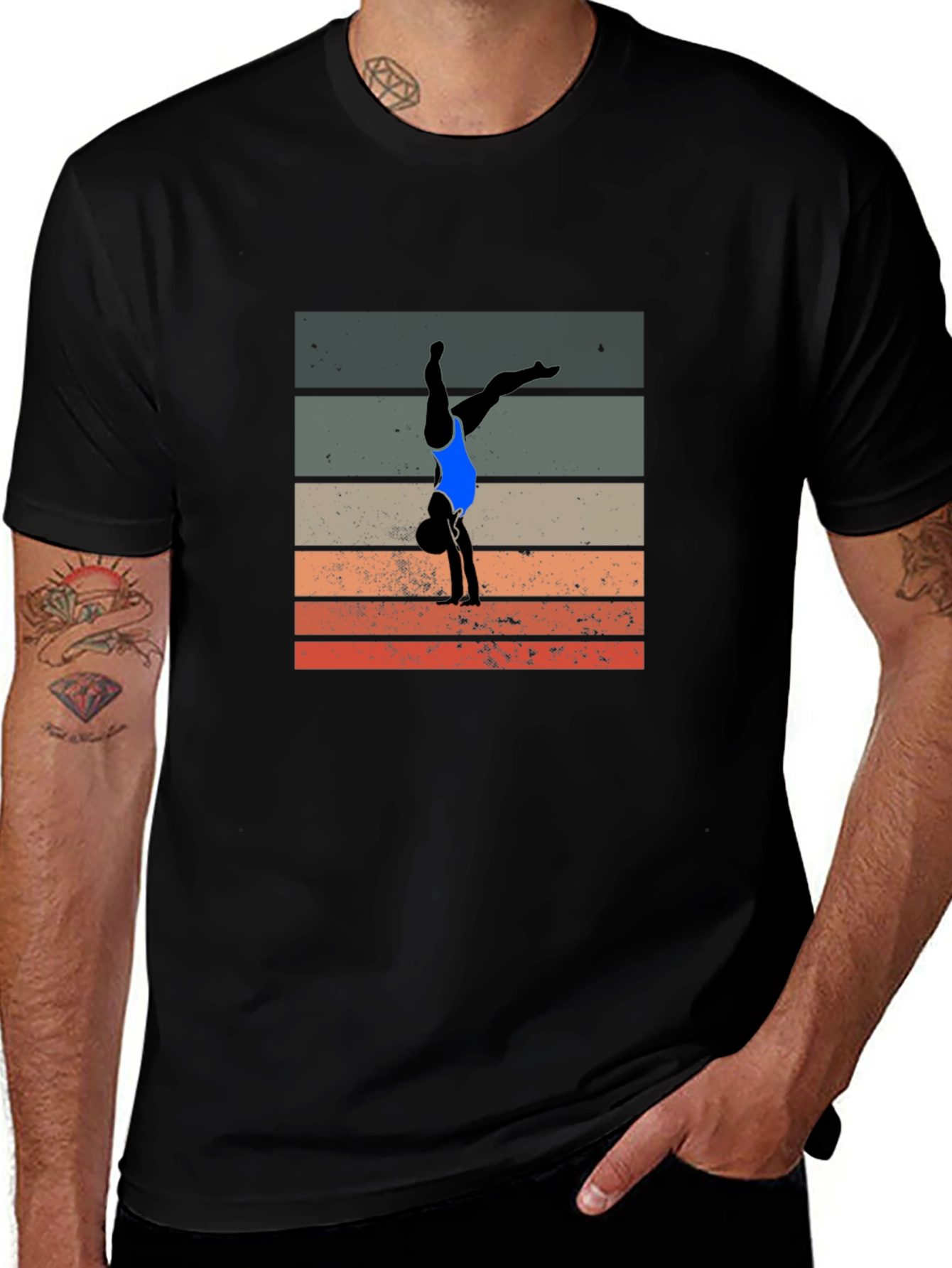 Gymnast Silhouette Graphic Tee - Retro Style