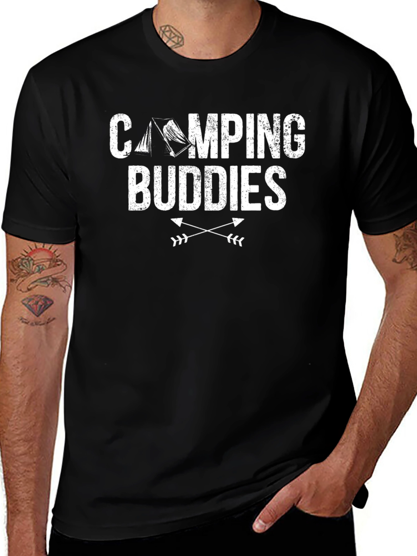 Camping Buddies Black Graphic T-Shirt