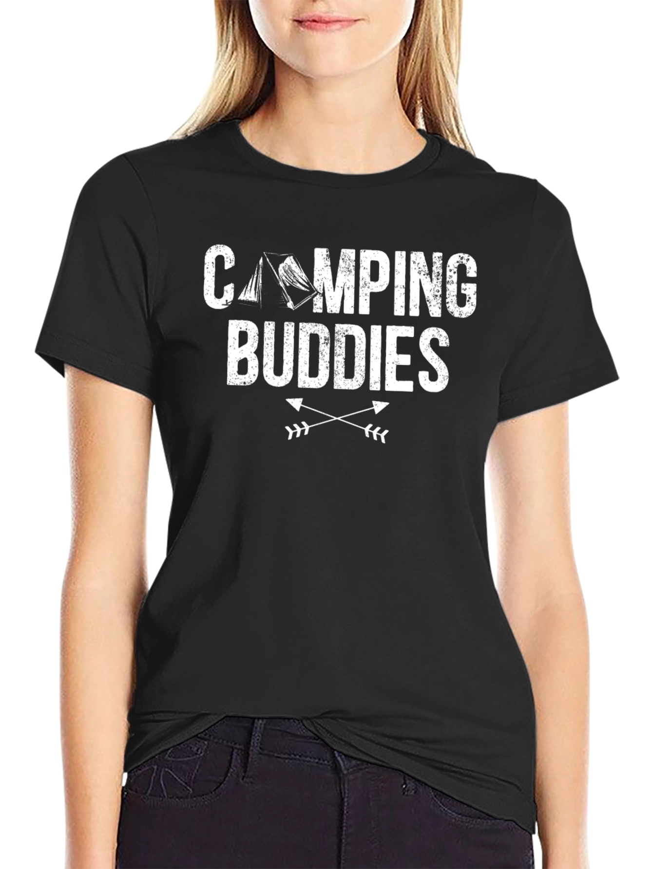Camping Buddies Black Graphic T-Shirt