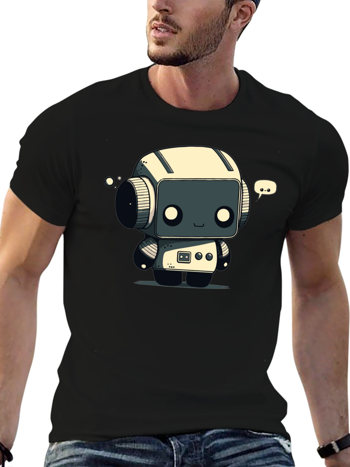 Robot T-Shirt - Black Graphic Tee